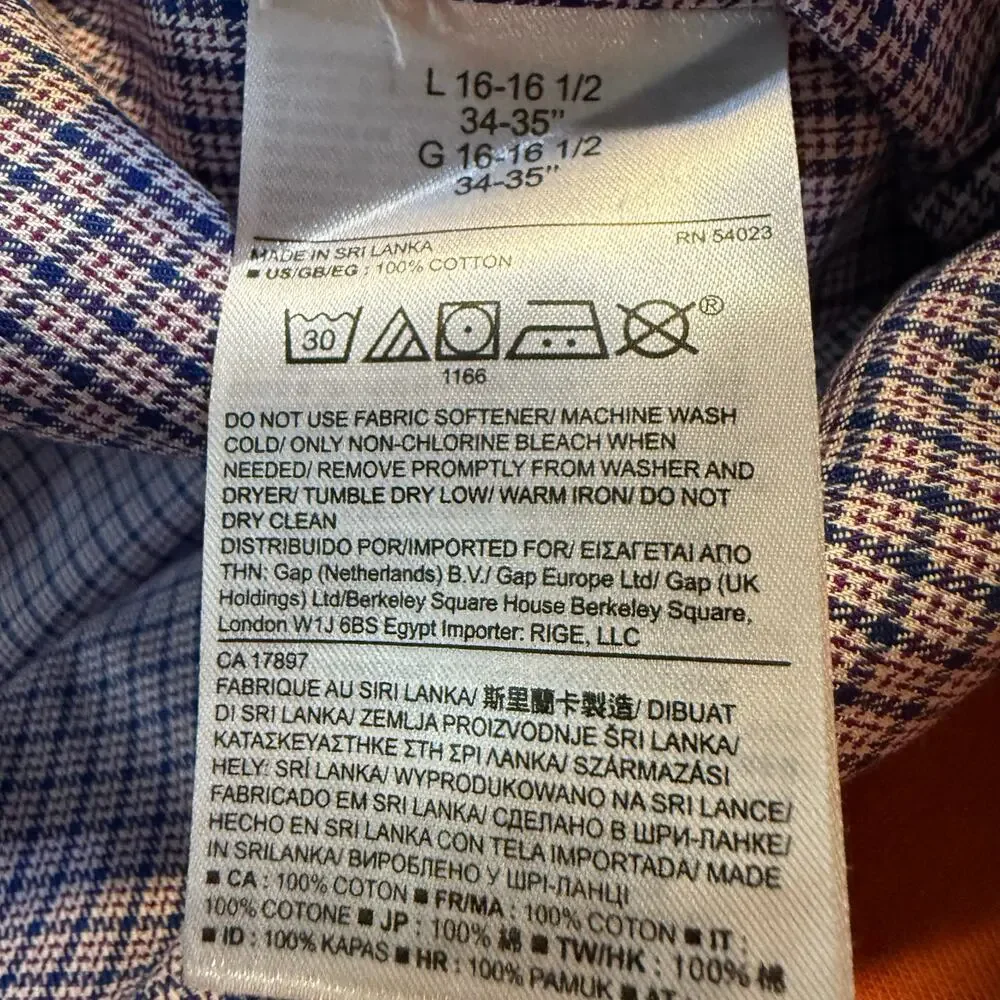 Banana Republic Non-Iron Tailored Slim Fit Dress Shirt, Micro Check, Men's Large